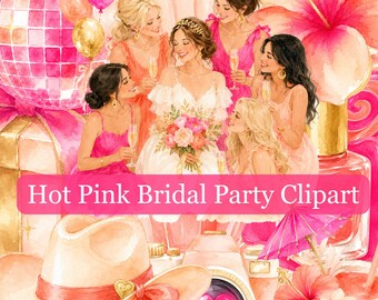Aquarell Pink Brautdusche Clipart 100 HD Transparent PNG Brautparty Brautjungfern Bachelorette Disco Feminine Braut Hochzeit Grafiken