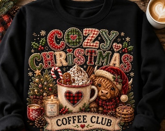 Cozy season christmas,Christmas Coffee PNG, Highland Cow Christmas pNG, Cozy Christmas PNG, Coffee Lover PNG, Christmas Sublimation Design