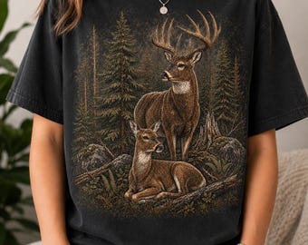 Vintage hert PNG jaren 90 grafische stijl bosdieren sublimatie grunge retro jager hert vervaagde PNG natuur shirt ontwerp printbaar jaren 2000 hert