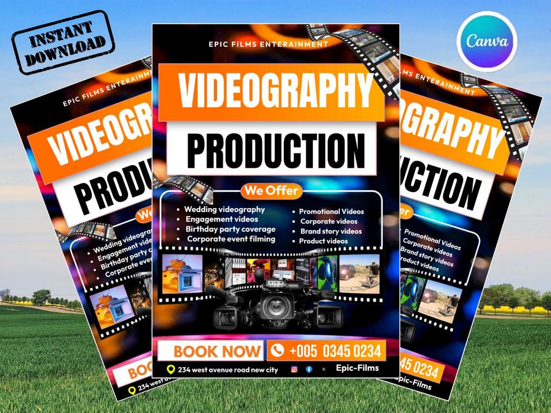 Professional Videography Flyer Template Canva | Film Production ...