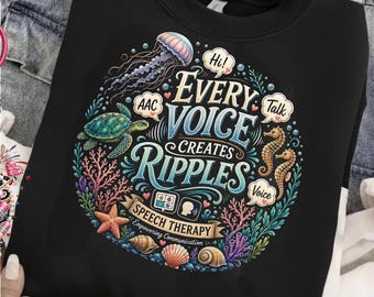 Cada voz crea ondas PNG, diseño de sublimación para terapia del habla, diseño de camiseta para logopeda, comunicación AaC PNG, regalo para terapeuta (descarga digital)