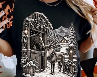 Vintage-Weihnachtsmann- und Rentier-PNG-Bundle, rustikales Winter-Weihnachts-Sublimationsdesign, Vintage-Weihnachtsmann-Sweatshirt-PNG, Rentier-PNG