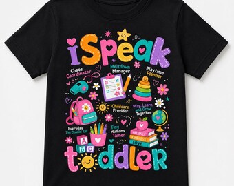 Hablo inglés (PNG), Diseño de camiseta para maestra de preescolar, Proveedor de cuidado infantil (PNG), Maestro divertido (PNG), Maestra de jardín de infantes (Sublimación) Guardería Lifepng