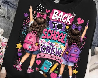 Equipe de volta às aulas do jardim de infância PNG, Menina fofa na escola PNG, Camiseta para o primeiro dia de aula, Professora do jardim de infância PNG, Design de sublimação escolar infantil