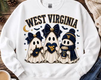 West Virginia Ghost PNG,West Virginia Halloween,West Virginia Football Ghost, Mountain State,Fall Ghost,Spooky Season PNG,West Virginia Fan