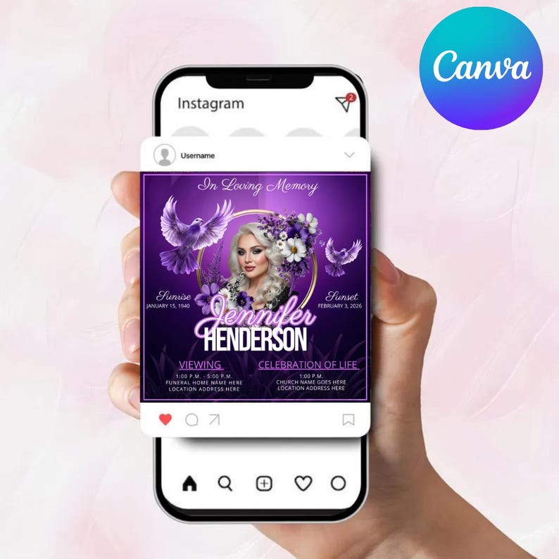 Editable Funeral Program Template, Celebration of Life Canva Template ...