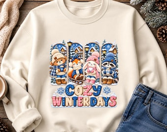 cozy winter days png, winter animals png, cute winter png, christmas bear png, winter woodland png, cozy christmas png, winter shirt design