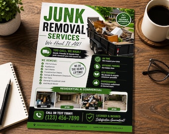 Junk Removal Flyer Template, Junk Hauling Flyer, Trash Removal Service Flyer, Waste Removal Canva Template, Cleanout Service Flyer,Editable