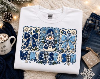 snowman png, winter wonderland png, blue snowman png, christmas png, snowflake bow png, winter sublimation design