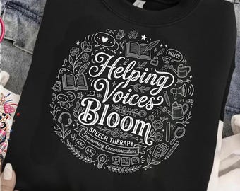 Ayudando a que florezcan las voces PNG Terapia del habla PNG Diseño de camiseta SLP Regalo para patólogo del habla y el lenguaje Comunicación AAC Descarga digital