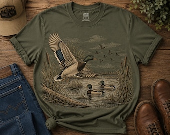 Entenjagd-PNG, Stockenten-Shirt-Design, Vintage-Wasservogel-PNG, Jagd-Sublimationsdesign, Digitaler Download für Entenjäger