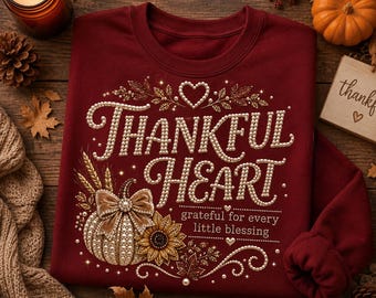 Dankbares Herz (PNG), Herbstkürbis-Sublimationsdesign, Erntedankfest (PNG), Dankbar für jeden kleinen Segen, Herbst-Shirt-Design, Birnenkürbis (PNG)