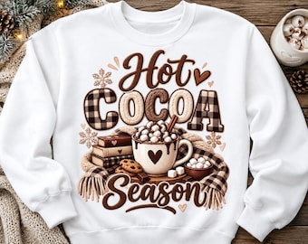 Hot Cocoa Season png,cozy winter png, hot Cocoa Mug PNG,Buffalo Plaid PNG,winter Coffee PNG, Christmas Cocoa Design,cozy Season Sublimation