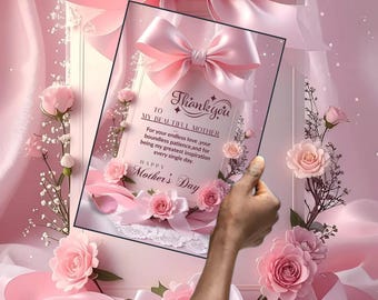 Plantilla de tarjeta para el Día de la Madre, tarjeta de felicitación editable en Canva para mamá, tarjeta imprimible para el Día de la Madre, tarjeta de felicitación floral, descarga instantánea.