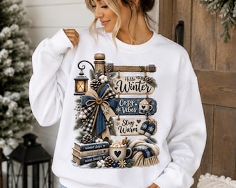 hello winter png, cozy winter png, winter bow png, cozy vibes png, stay warm png, winter coffee png, winter sublimation