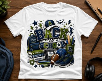 Back to School Boy PNG, Varsity School PNG, School Shirt Design, Sports School Sublimation, Printable PNG, Commercial Use
