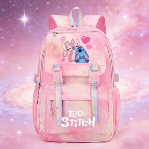 Personalized Stitch Backpack for Girls Teens School Bag Kids Book Bag Supplies Pink-2