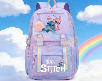 Personalized Stitch Backpack for School Travel Daypack, Lilo & Stitch Design
