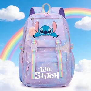 Personalized Stitch Backpack for Girls Teens School Bag Kids Book Bag Supplies Purple-3