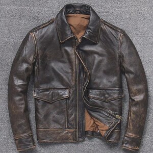 Men's Handmade Distressed Leather A2 Bomber Jacket | Vintage Aviator Flight Outerwear