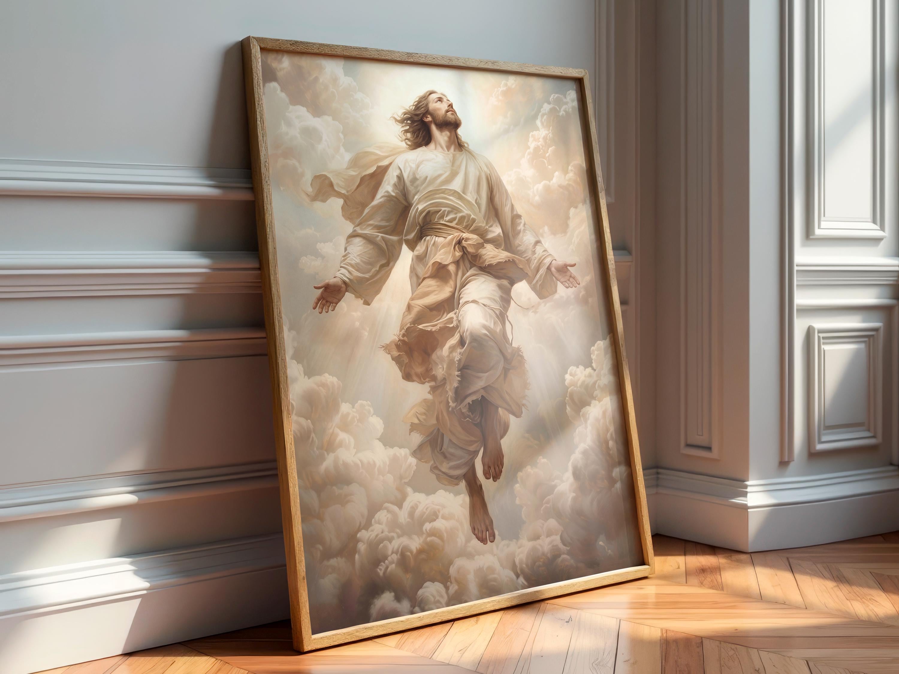 Jesus Rising Abstract Painting Jesus Ascension Painting Printable, Christ Rising to Heaven Wall Art ...