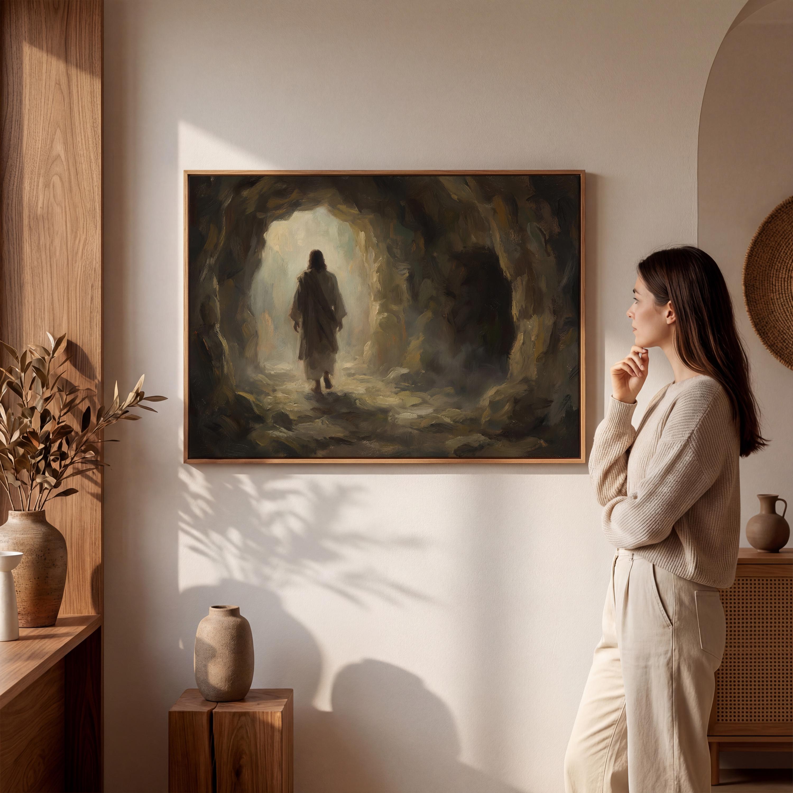 Jesus Christ Painting Printable, Empty Tomb Wall Art, He is Risen ...