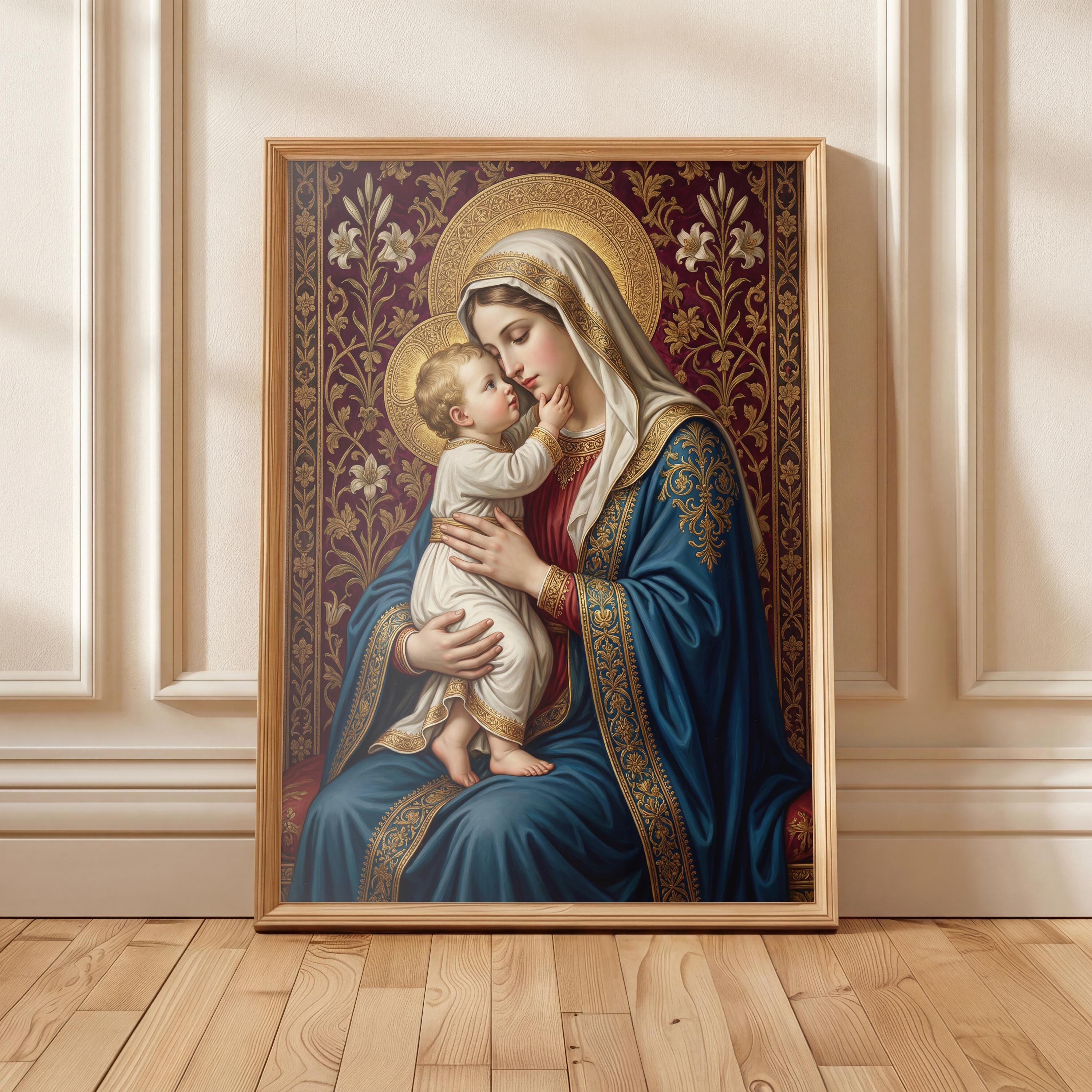 Virgin Mary and Child Wall Art, Catholic Canvas Print, Blessed Mother ...