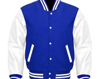 Varsity | Collage Jacket Letterman Royal Blue and White