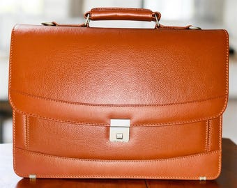 Leather Laptop Messenger Bag, Windsor Tan, Office Business Meeting