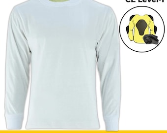 Men's Biker Protective Long Sleeve T-Shirt White with CE Level-2 Armours