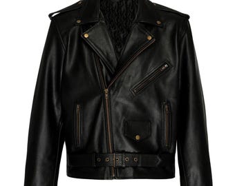 Men's Brando Style Vintage Leather Jacket