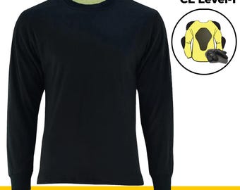 Men's Biker Protective Long Sleeve T-Shirt Black with CE Level-2 Armours