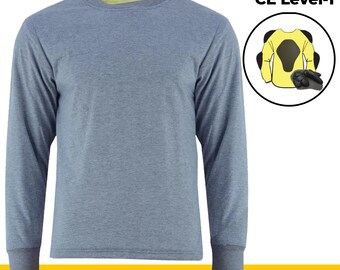 Men's Biker Protective Long Sleeve T-Shirt Ash Grey with CE Level-2 Armours