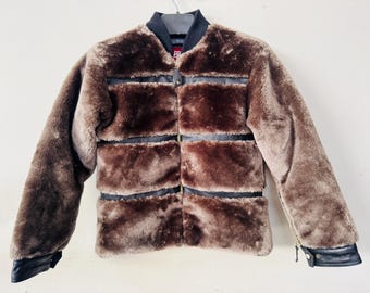 Women's Warm Faux Fur Bomber Brown/Black