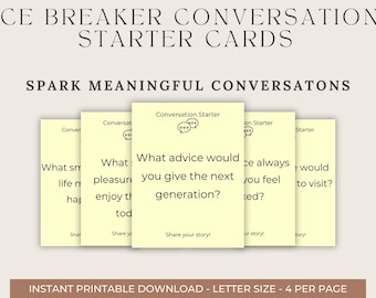 Icebreaker Conversation Starter Cards | Printable Conversation Prompts | Group Activity Questions