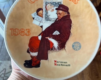 Vintage Norman Rockwell Christmas Plate Santa in the Subway 1983 Holiday Decor