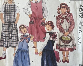 Vintage McCall’s 4672 Girls Dress Sewing Pattern Size 7-10 UNCUT Factory Folded