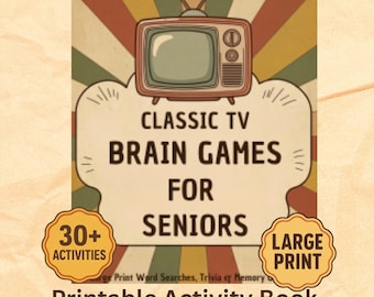 Classic TV Brain Games Activity Book for Seniors | Large Print Puzzles (Digital Download)