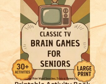 Classic TV Brain Games for Seniors | Large Print Word Search, Trivia (PDF Download)