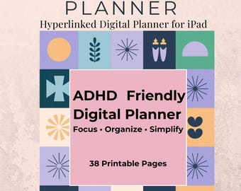 Simple ADHD  Digital Planner  | Hyperlinked Focus Productivity (Digital Download)