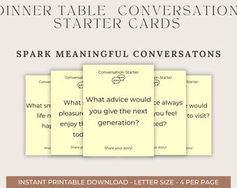 Printable Conversation Cards | Family Dinner Icebreaker Game (Digital Download)