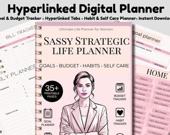 Sassy Strategic Life Planner | Goal, Budget, Habit Tracker (Digital Download)