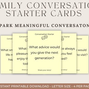 Family Conversation Cards | Printable Icebreaker Questions (Digital Download)