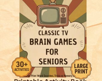 Gift for Seniors Printable | Brain Games Activity Book | Large Print Puzzles & Trivia for Elderly