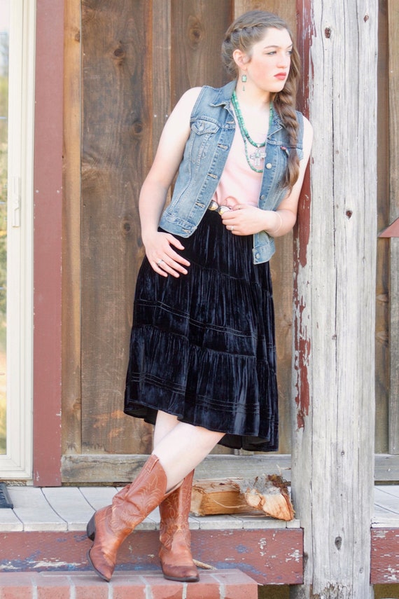Bohemian velvet skirt discount