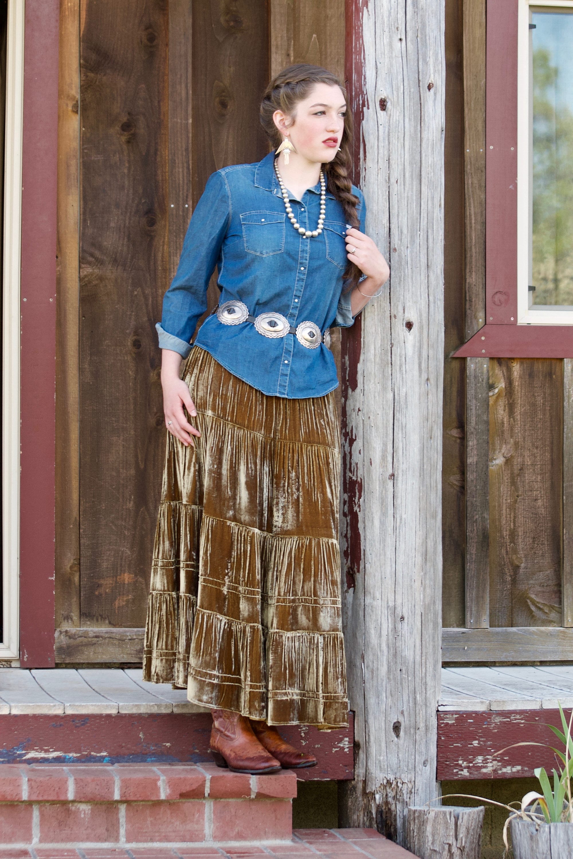 Navajo Inspired Velvet Skirt Western skirt full length | Etsy
