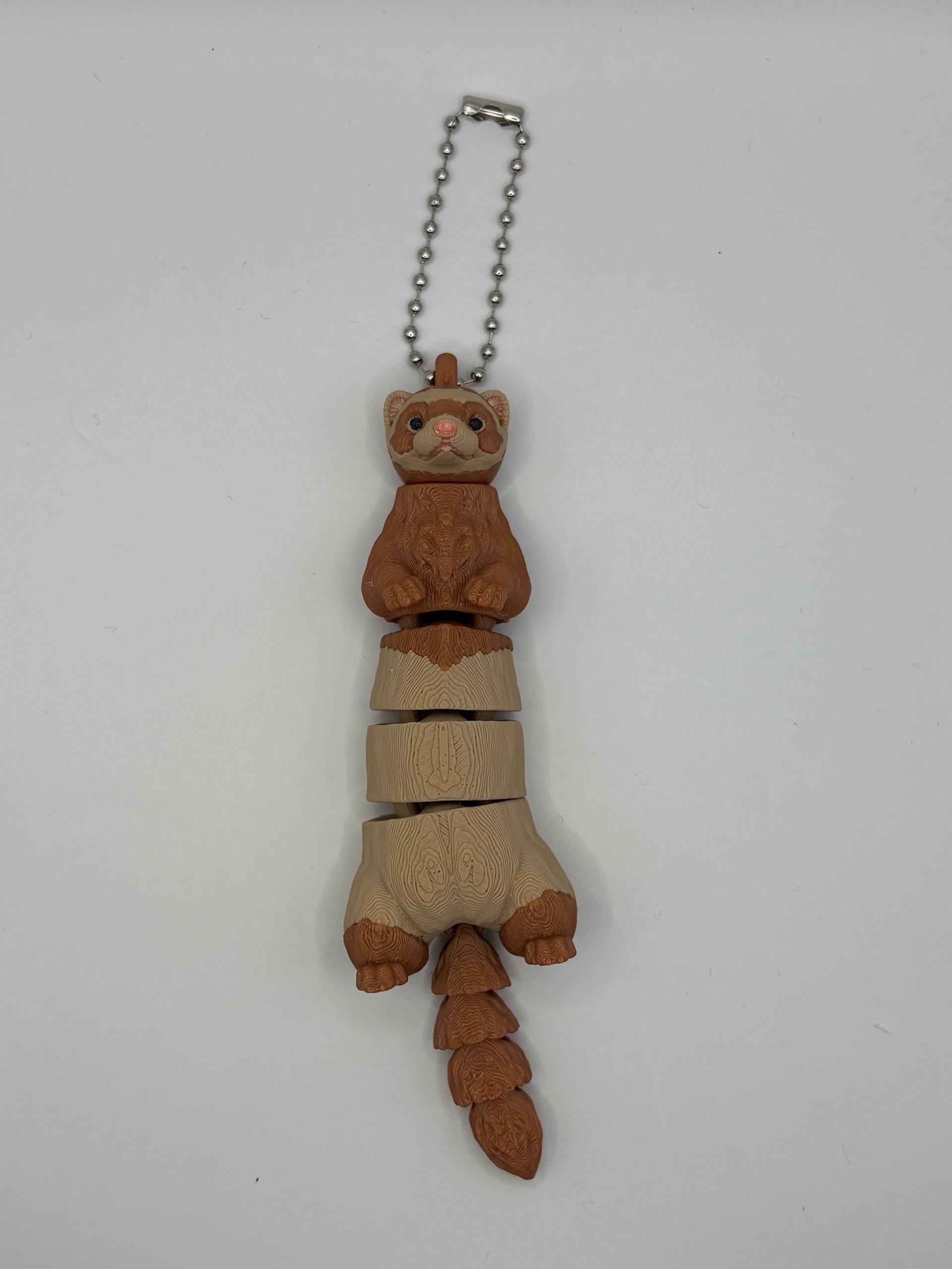 Weasel Key Chain Articulated Ferret 3D Printed Toy, Flexible Weasel Fidget, Cute Animal ...