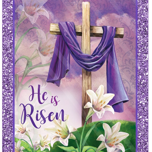 Easter Printable, Sublimation Graphic, Rectangle Door Hanger Sign, Wooden Cross, 8 X 10, He is Risen Purple Robe Drape, Jpeg Png YOU PRINT