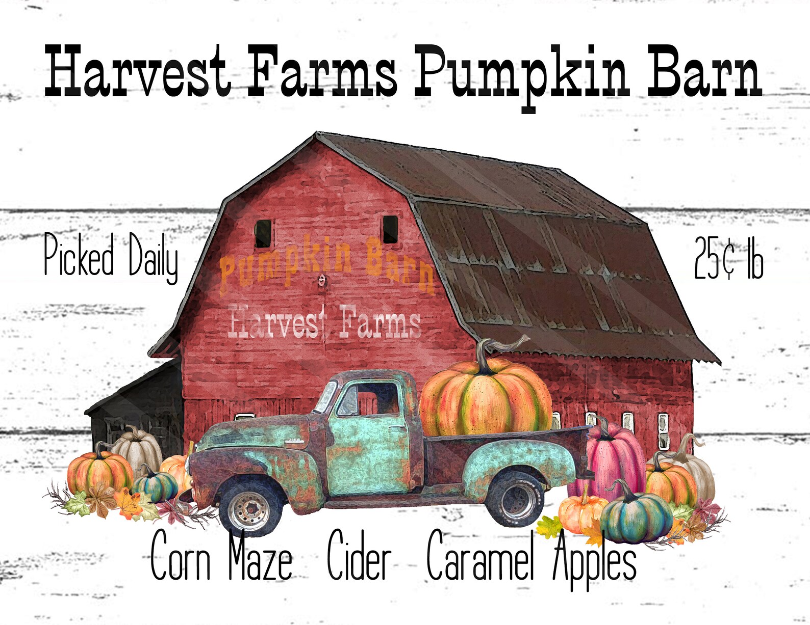 Fall Printable Harvest Farms Pumpkin Barn Wall Art Fall Home | Etsy