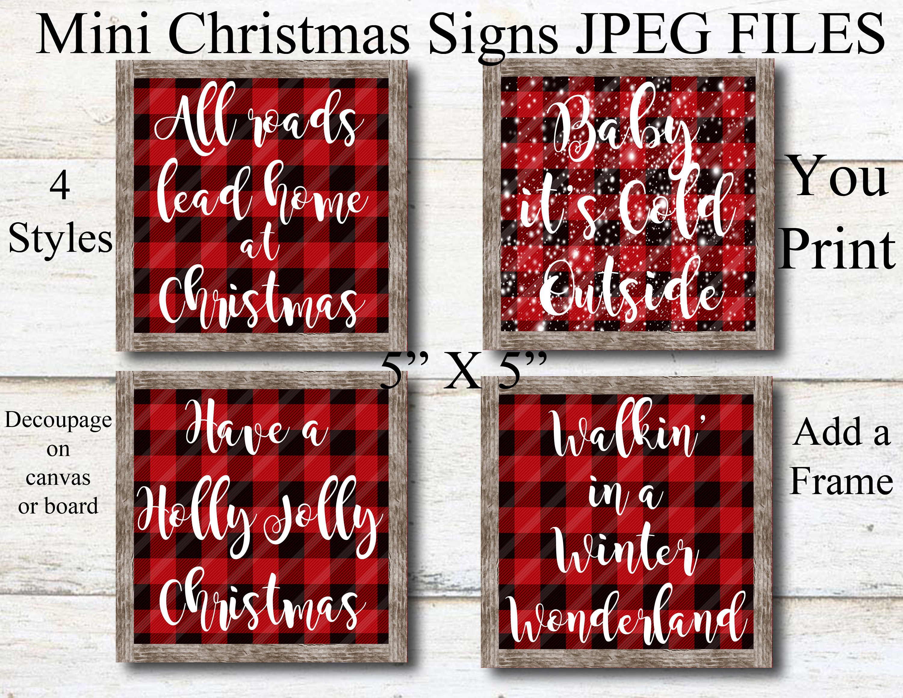 Christmas Tags Printable, Christmas Gnomes, Gift Tags, Digital Download,  Buffalo Check, Jpeg File, Tags, Farmhouse Style, YOU PRINT